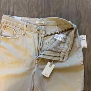 Good American 90s Icon Straight Leg High Rise Bone Tan size 10/30